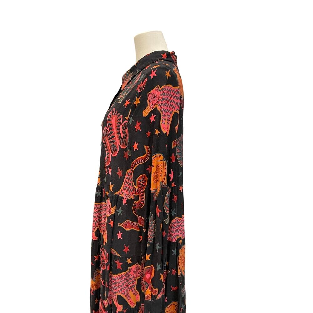 FARM Rio Black Animal Sky maxi shirtdress Size:M - Picture 6 of 11